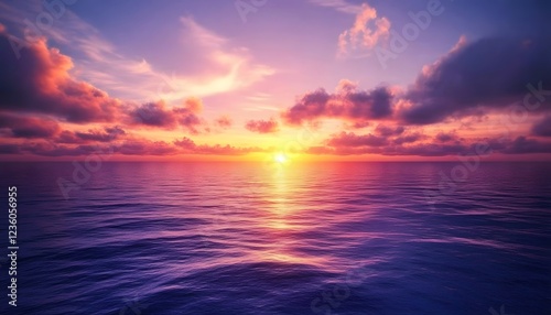 Vibrant Sunset Over Calm Ocean Waves