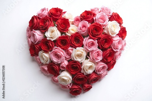 heart shaped arrangement of roses various shades background1 photo