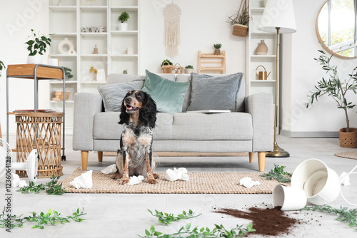 Naughty cocker spaniel sitt...