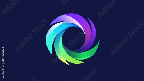 A modern, minimalist logo design featuring abstract colors and swirls resembling the Aurora Borealis, with vibrant shades of green, purple, and blue, creating a captivating visual. photo