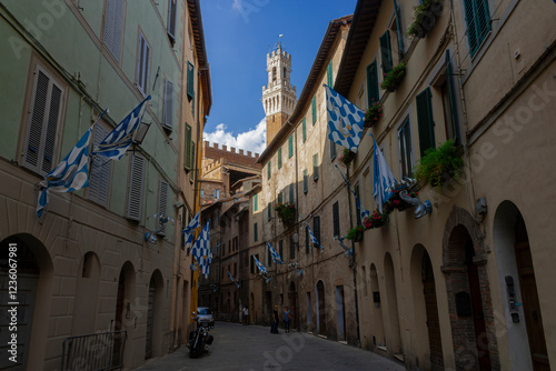 Obraz na płótnie An alleyway in the town of Siena, Italy w salonie