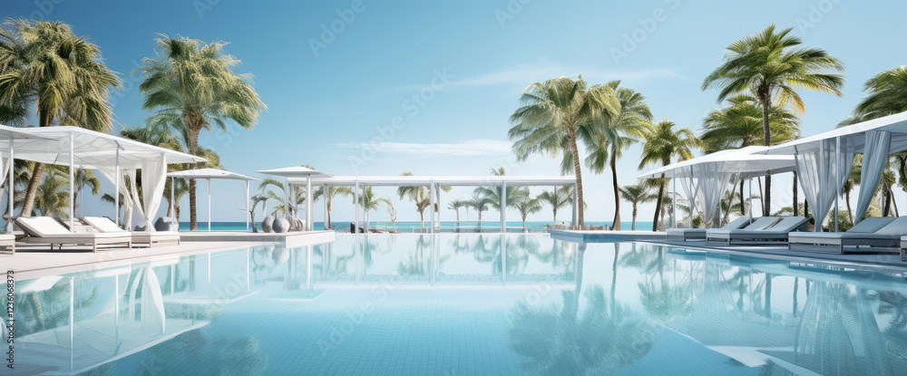 Fototapeta premium Serene Tropical Oasis with Infinity Pool