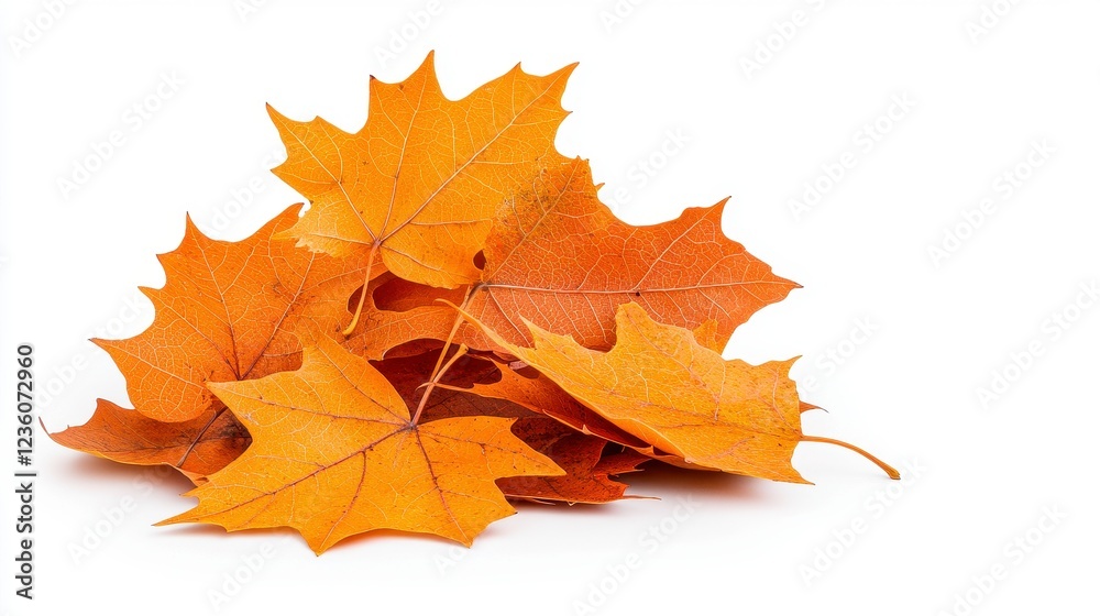 Glittery Orange Maple Leaves On White Background Glittery Orange Maple Leaves On White Background