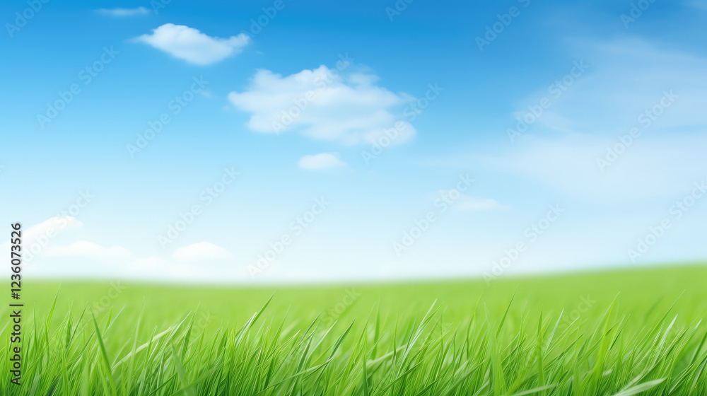Tranquil Green Field Under Blue Sky Tranquil Green Field Under Blue Sky