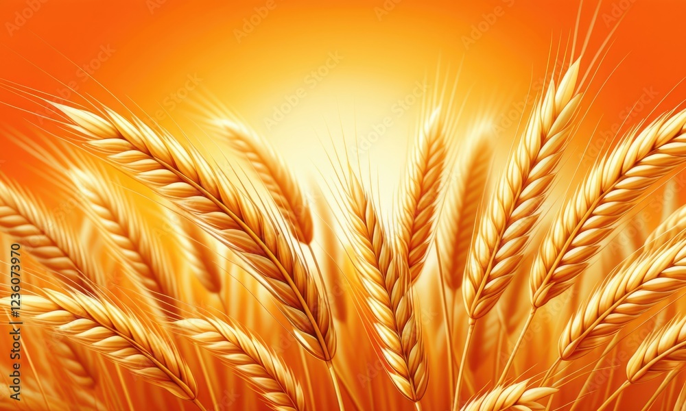 Golden wheat field against vibrant sunset sky Golden wheat field against vibrant sunset sky