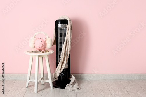 Piggy bank with warm clothe...