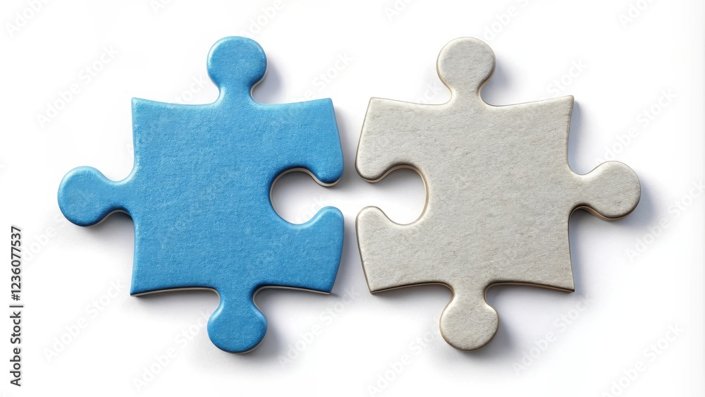Two Puzzle Pieces Separated by a Small Gap, Representing the Concept of Unity and Connection Two Puzzle Pieces Separated by a Small Gap, Representing the Concept of Unity and Connection