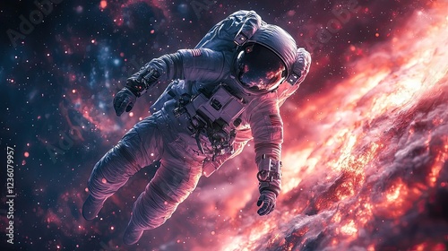 Astronaut explores the wonders of the endless cosmos. Generative AI