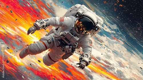 Astronaut explores the wonders of the endless cosmos. Generative AI