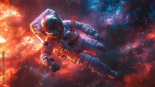 Astronaut explores the wonders of the endless cosmos. Generative AI