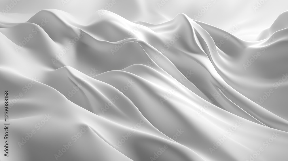 Obraz premium White fabric waves, abstract texture background, flowing folds, studio shot, design element