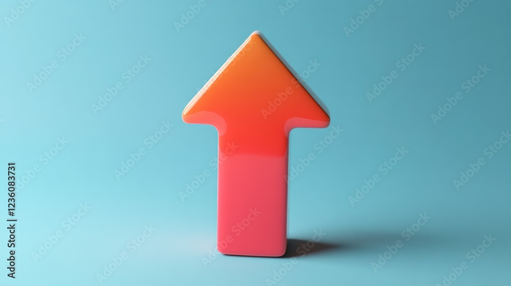 Upward Trending Arrow, 3D Render, Blue Background, Growth Chart Upward Trending Arrow, 3D Render, Blue Background, Growth Chart