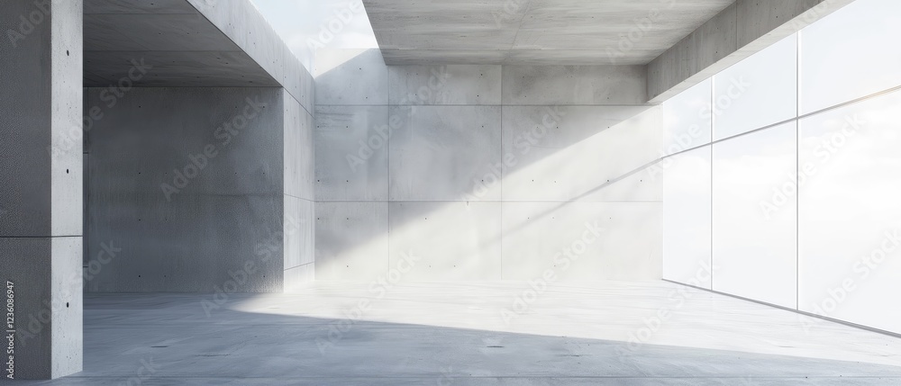 Obraz premium Modern Minimalistic Concrete Architecture Interior