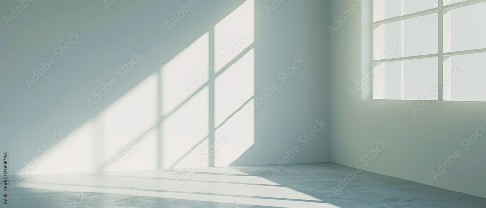 Fototapeta premium Serene Minimalist Space with Sunlight Shadows