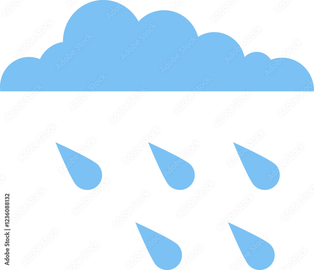 Naklejka premium Rainy cloud icon, cloud icon with raindrops. Web banner, poster, background image, vector illustration, vector.