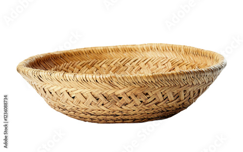 Raranga Craftsmanship in the Maori Flax Basket Isolated On Transparent Background. photo