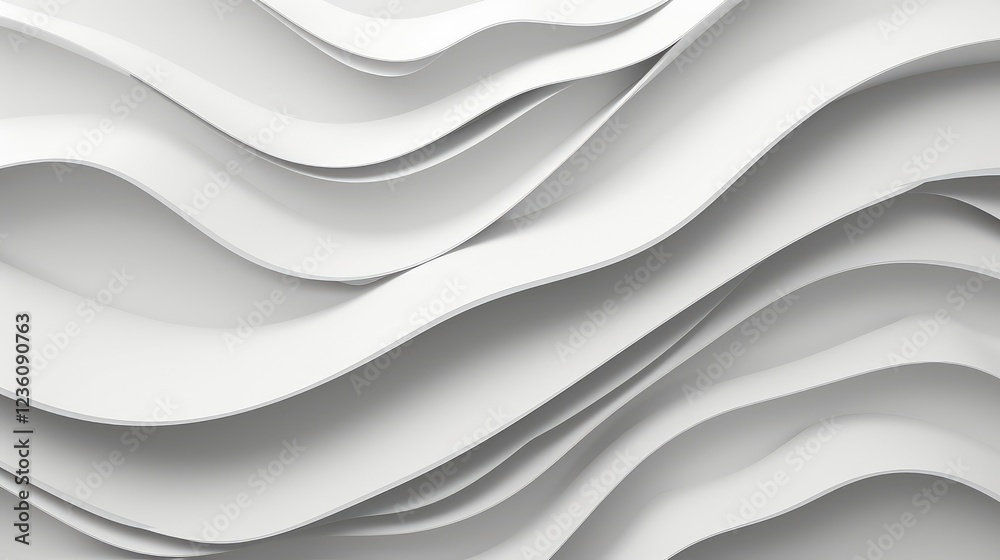 Obraz premium Abstract White Wavy Paper Layers Design
