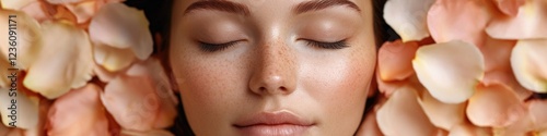 A close-up shot of a woman's face with her eyes shut
