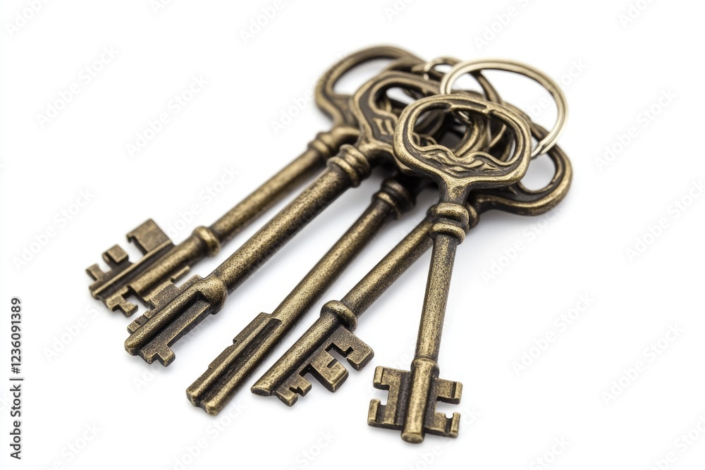 A pile of keys arranged side by side, ideal for use in illustrations about organization, storage, or security A pile of keys arranged side by side, ideal for use in illustrations about organization, storage, or security