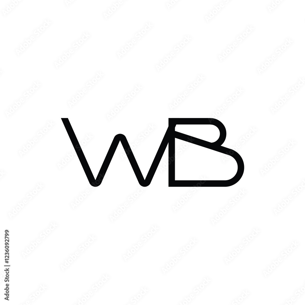 WB monogram logo design letter text name symbol monochrome logotype alphabet character simple logo WB monogram logo design letter text name symbol monochrome logotype alphabet character simple logo