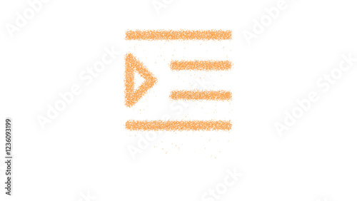 Icon indent is made of yellow grains of sand. Some grains of sand fall down. Transparent background. Black photo