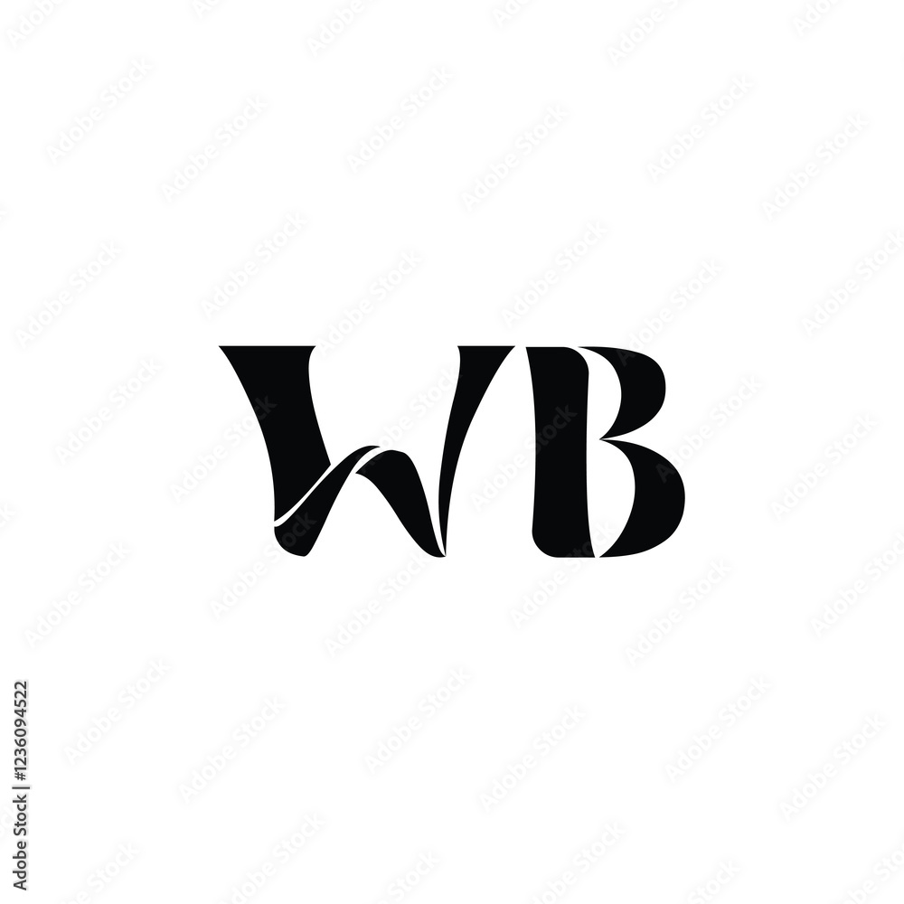 Obraz premium WB monogram logo design letter text name symbol monochrome logotype alphabet character simple logo