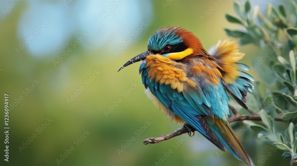 Obraz premium Vibrant European Bee Eater Perched on Branch