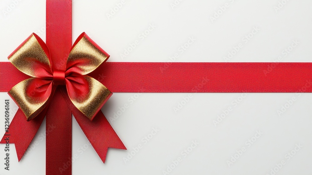 Red and Gold Ribbon Bow on White Background Red and Gold Ribbon Bow on White Background