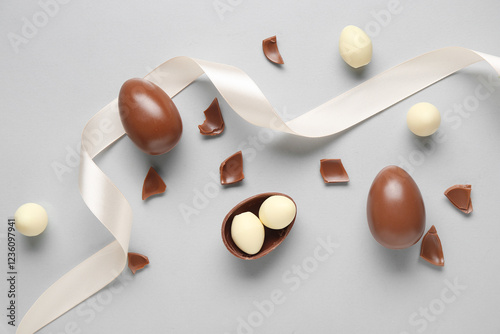 Sweet chocolate eggs and wh...
