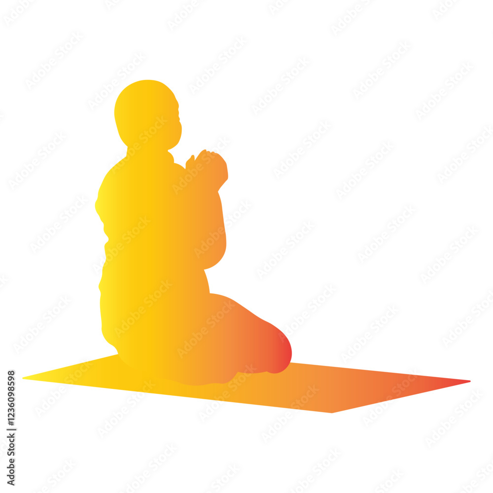 Silhouette of Muslim Pray. Ramadan Kareem Symbol. Vector Illustration in Colorful Design. Silhouette of Muslim Pray. Ramadan Kareem Symbol. Vector Illustration in Colorful Design.