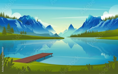 landscape with lake and mountains