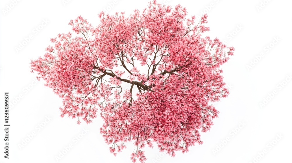A beautiful tree with pink flowers on a white background A beautiful tree with pink flowers on a white background