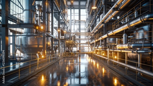 Wallpaper Mural Modern Industrial Facility with Steel Pipelines Torontodigital.ca