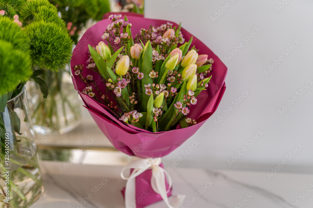 Naklejka premium Bukiet Kwiatów w kwiaciarni