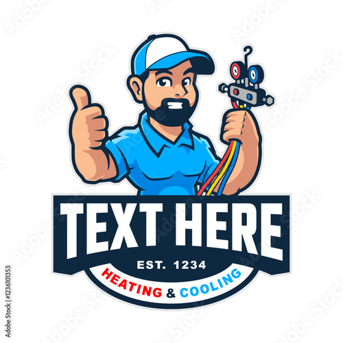 HVAC SERVICE CARTOON CHARACTER MASCOT LOGO