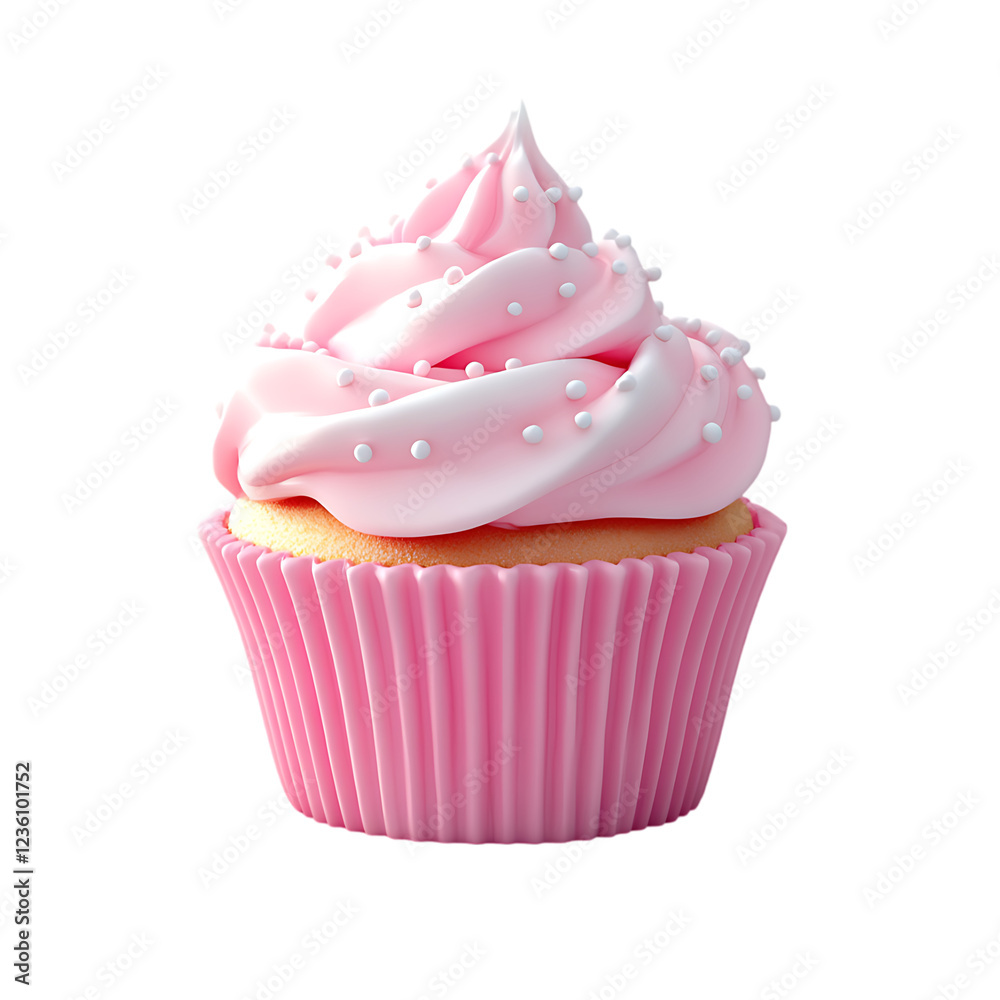 Z A pink cupcake with white swirl frosting, on a transparent background Z A pink cupcake with white swirl frosting, on a transparent background