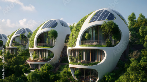 A sustainable housing complex with solar-powered homes, designed to support a green lifestyle and reduce the carbon footprint of the community.