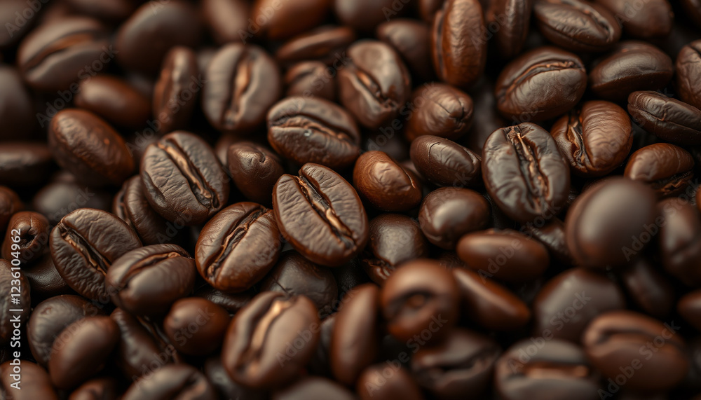Close-up of roasted coffee beans showing detailed texture and rich brown color, ideal for illustrating the essence of fresh coffee and caffeine in a natural organic setting. Close-up of roasted coffee beans showing detailed texture and rich brown color, ideal for illustrating the essence of fresh coffee and caffeine in a natural organic setting.
