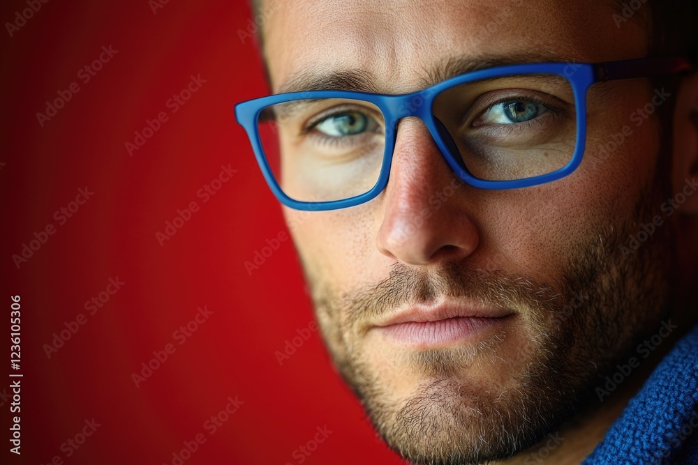 A close-up shot of a person wearing glasses, suitable for use in editorial or commercial contexts A close-up shot of a person wearing glasses, suitable for use in editorial or commercial contexts