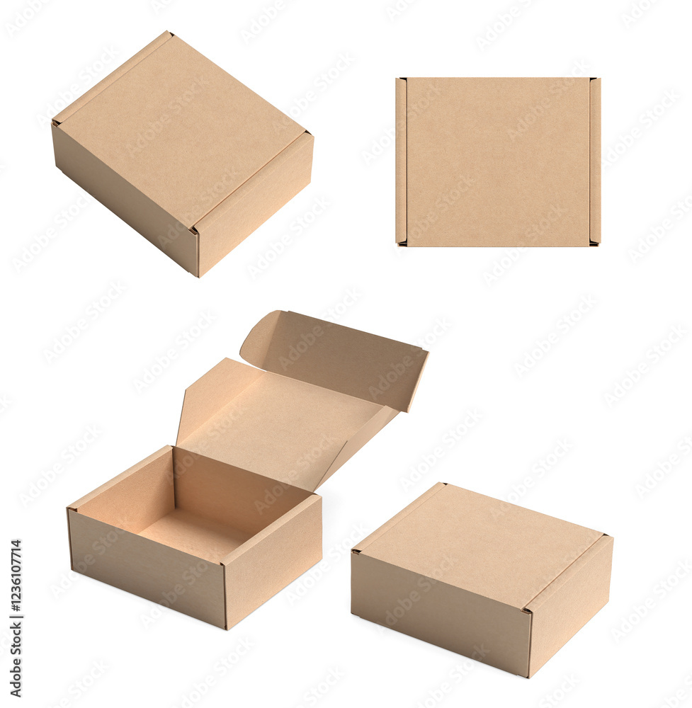 Brown Paper mailing box Cardboard box isolated on white background