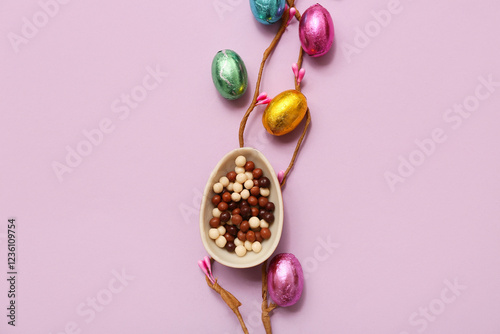 Easter chocolate eggs and c...