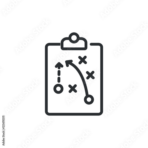 Vector illustration of football coach strategy board outline design, pass breakthrough tactics,