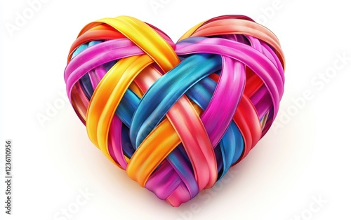 Wallpaper Mural Heart woven from vibrant silk ribbons for Saint Valentines Day and 8 March Womens Day isolated on a white background Torontodigital.ca