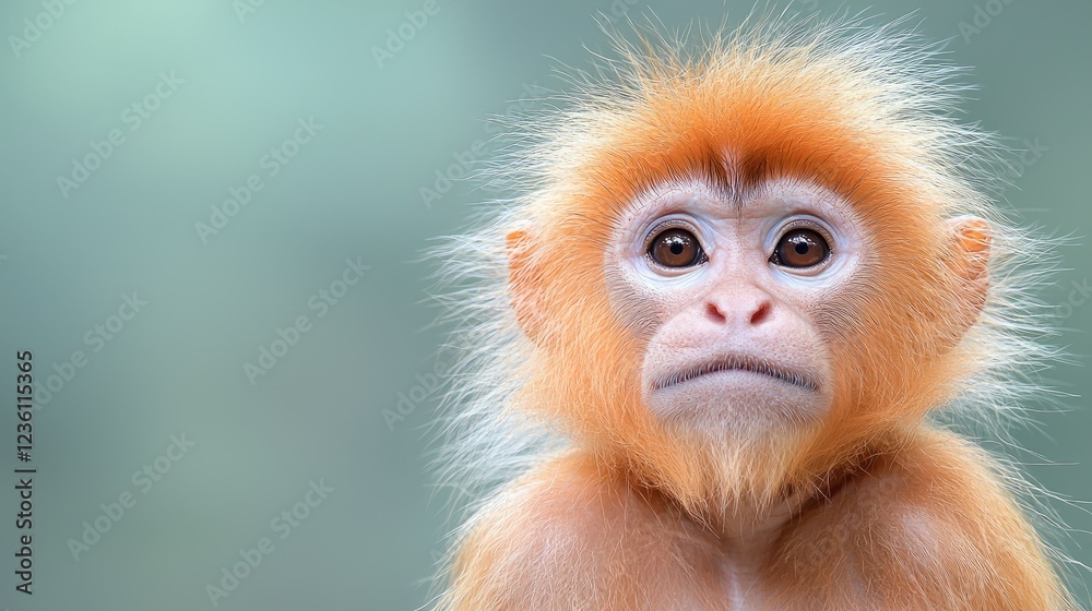 Golden monkey portrait, zoo background, wildlife closeup Golden monkey portrait, zoo background, wildlife closeup