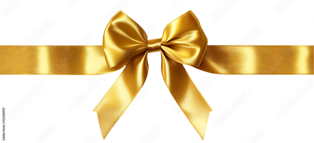 Golden ribbon with bow isolated on transparent background Golden ribbon with bow isolated on transparent background