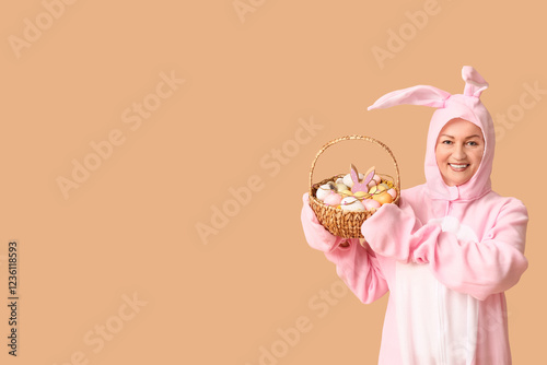 Funny senior woman in bunny...