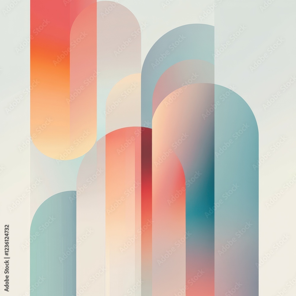 Abstract colorful shapes blend seamlessly in soft hues Abstract colorful shapes blend seamlessly in soft hues