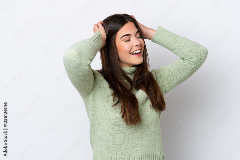 Φωτογραφία Young Brazilian woman isolated on white background laughing