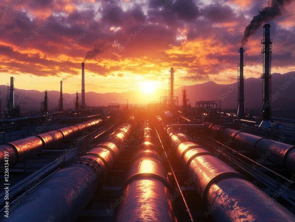 Industrial Pipes with Smoke Emissions Industrial Pipes with Smoke Emissions