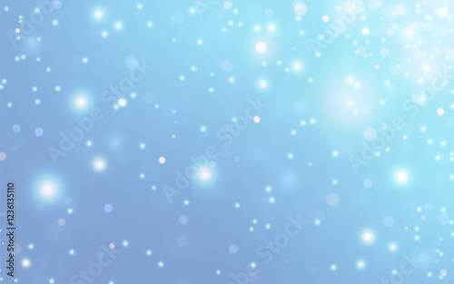 Soft Blue Bokeh with Twinkling Light Particles. Dreamy Sky Glow with Floating Sparkles, Background decoration